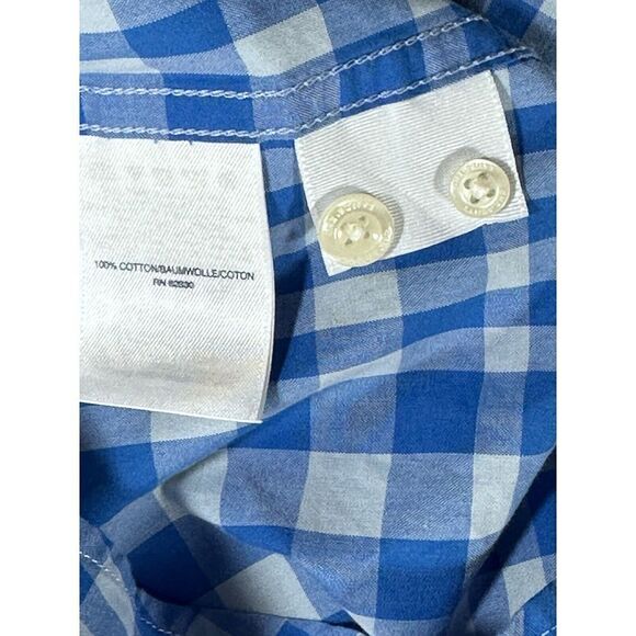 Lands End Button Up Shirt Mens Med 15-15 1/2 Traditional Short Sleeve Blue/White - Picture 4 of 5